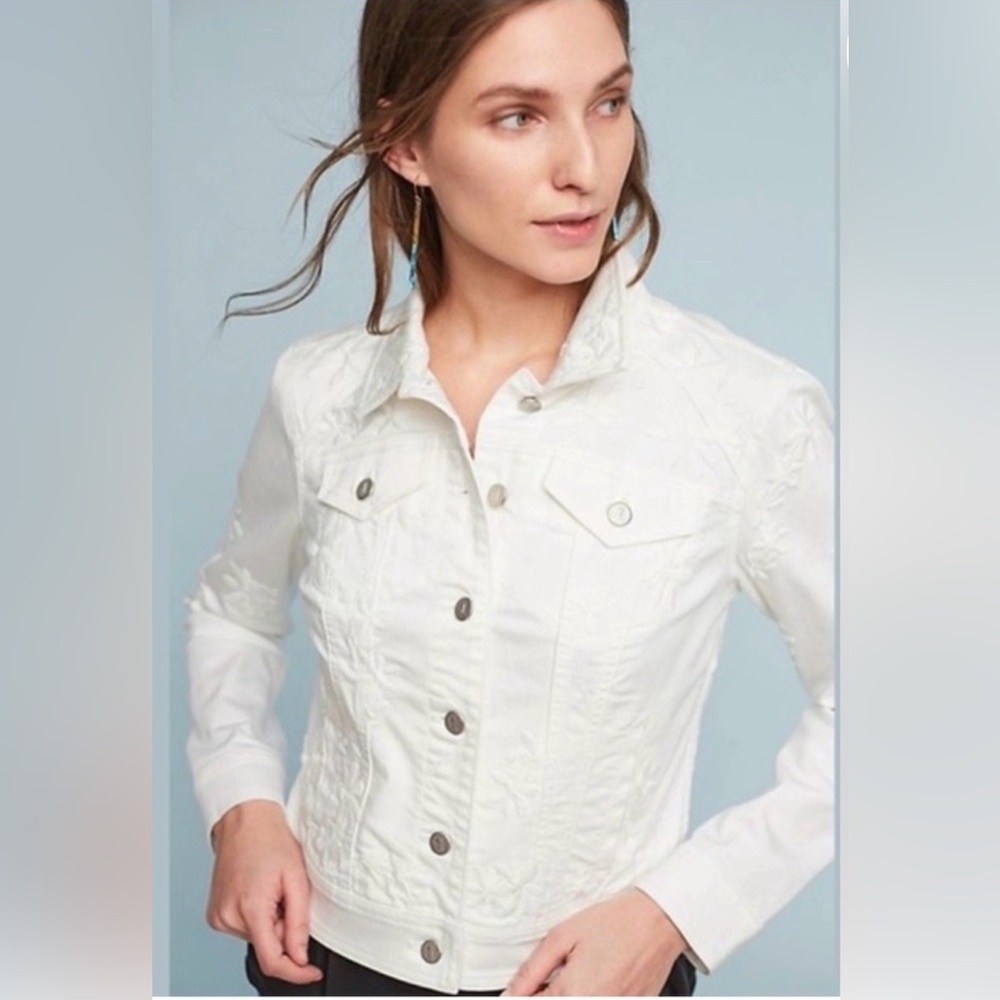 Pilcro Women's Ivory Jean Embroidered Jacket Size XS